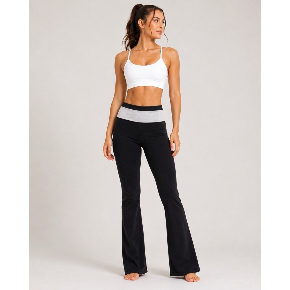 Lululemon Groove Pant Foldover Flare‎ Yoga Pants Black Size 6 30" Inseam